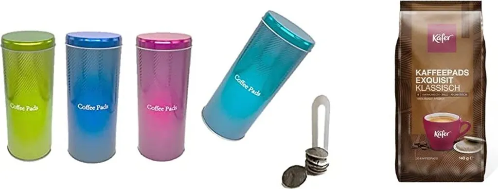 "FEINKOST KÄFER KAFFEEPADS EXQUISIT KLASSISCH - 20 PADS Plus Kaffee-Paddosen Set + Plus 4 Padlifter NEU METALLIC MIT RILLEN Auch Besser Zum Greifen ! Keine Fingerabdrücke 1 "FEINKOST KÄFER KAFFEEPADS EXQUISIT KLASSISCH - 20 PADS Plus Kaffee-Paddosen Set + Plus 4 Padlifter NEU METALLIC MIT RILLEN Auch Besser Zum Greifen ! Keine Fingerabdrücke