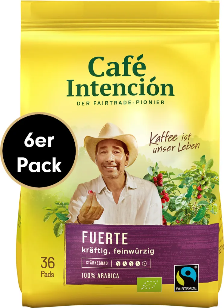Kaffeepad-Sparpaket FUERTE Von Café Intención, 6x36 Stück 1 Kaffeepad-Sparpaket FUERTE Von Café Intención, 6x36 Stück