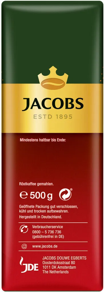 JACOBS Filterkaffee Meisterröstung 6 X 500g Pulver-Kaffee Gemahlen Röstkaffee 5 JACOBS Filterkaffee Meisterröstung 6 X 500g Pulver-Kaffee Gemahlen Röstkaffee – Bild 5