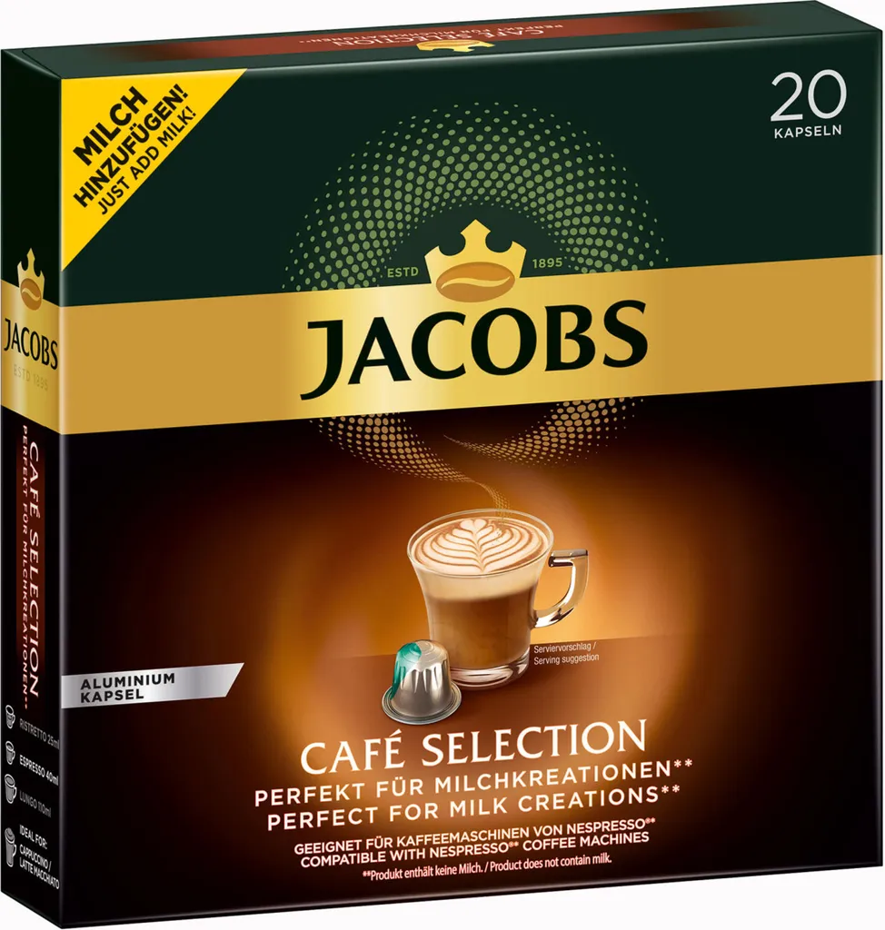 Jacobs Café Selection, Kaffeekapseln, Nespresso Kompatibel, Kaffee, 20 Kapseln á 5.2 G 3 Jacobs Café Selection, Kaffeekapseln, Nespresso Kompatibel, Kaffee, 20 Kapseln á 5.2 G – Bild 3