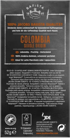 JACOBS Kapseln Barista Editions Colombia Origin 9 10 X 10 Nespresso®* Kompatibel 9 JACOBS Kapseln Barista Editions Colombia Origin 9 10 X 10 Nespresso®* Kompatibel -Ausgewählte Coffeeshops 24483c394955dc34500587f9e8e78643