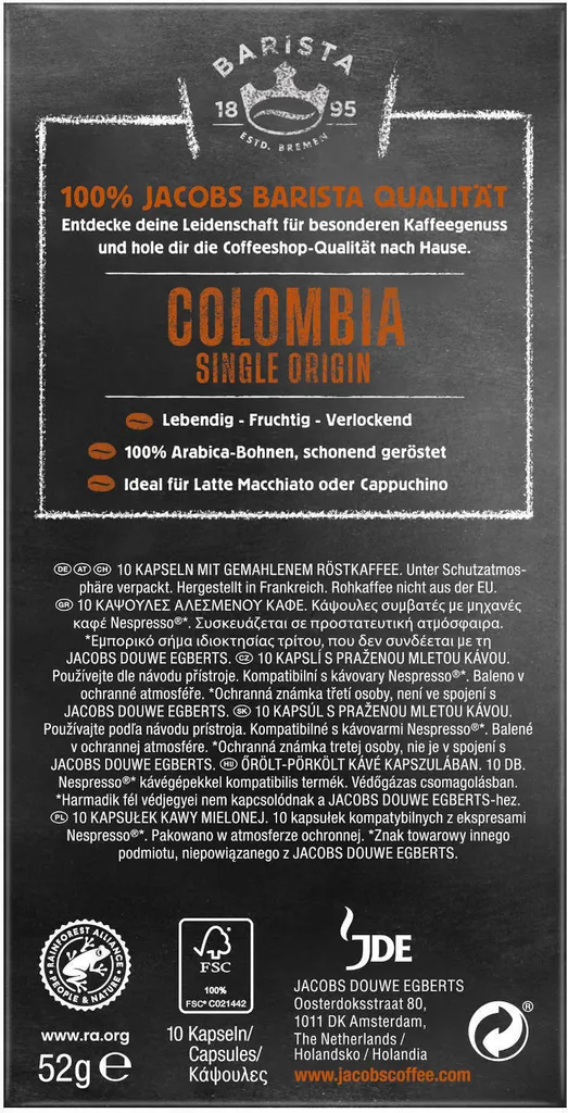 JACOBS Kapseln Barista Editions Colombia Origin 9 10 X 10 Nespresso®* Kompatibel 3 JACOBS Kapseln Barista Editions Colombia Origin 9 10 X 10 Nespresso®* Kompatibel – Bild 3