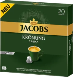 Jacobs Kaffeekapseln Krönung Crema, 20 Nespresso®* Kompatible Kapseln, 1 X 20 Getränke 9 Jacobs Kaffeekapseln Krönung Crema, 20 Nespresso®* Kompatible Kapseln, 1 X 20 Getränke -Ausgewählte Coffeeshops 2569b71b7f7ef46fb57f38464a4a729f