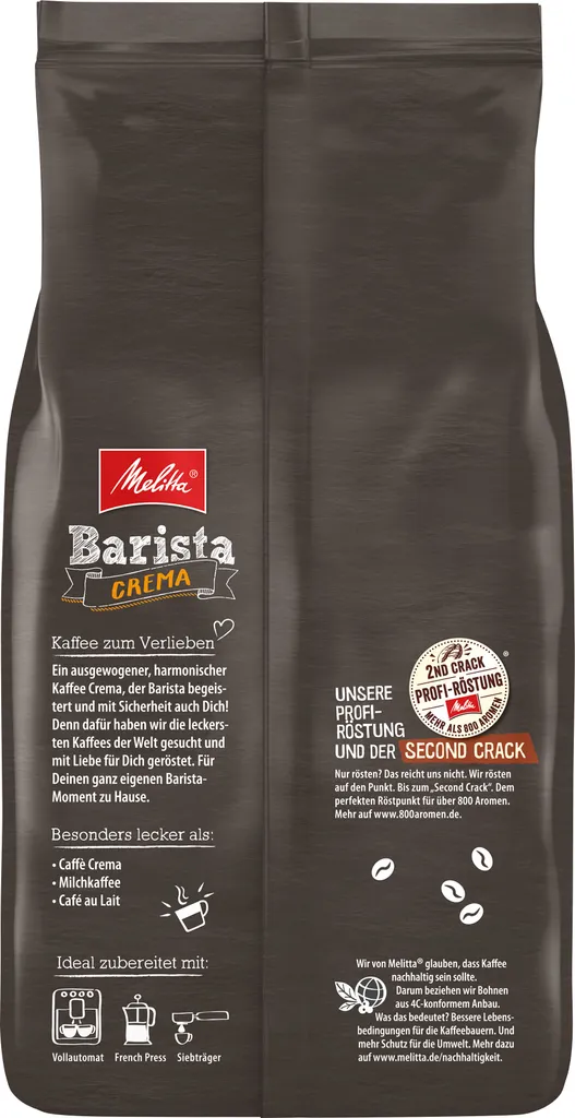 MELITTA Ganze Kaffeebohnen Barista Crema 1100g Ausgewogen Harmonisch Stärke 3 3 MELITTA Ganze Kaffeebohnen Barista Crema 1100g Ausgewogen Harmonisch Stärke 3 – Bild 3