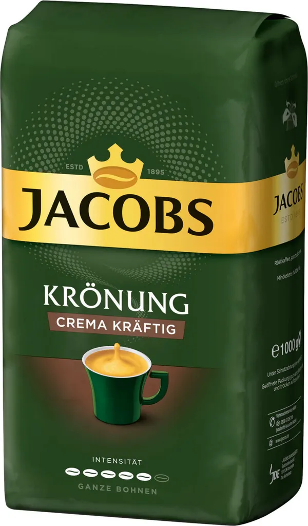 JACOBS Kaffeebohnen Krönung Crema Kräftig Bohnenkaffee 4 X 1 Kg Ganze Bohne 3 JACOBS Kaffeebohnen Krönung Crema Kräftig Bohnenkaffee 4 X 1 Kg Ganze Bohne – Bild 3