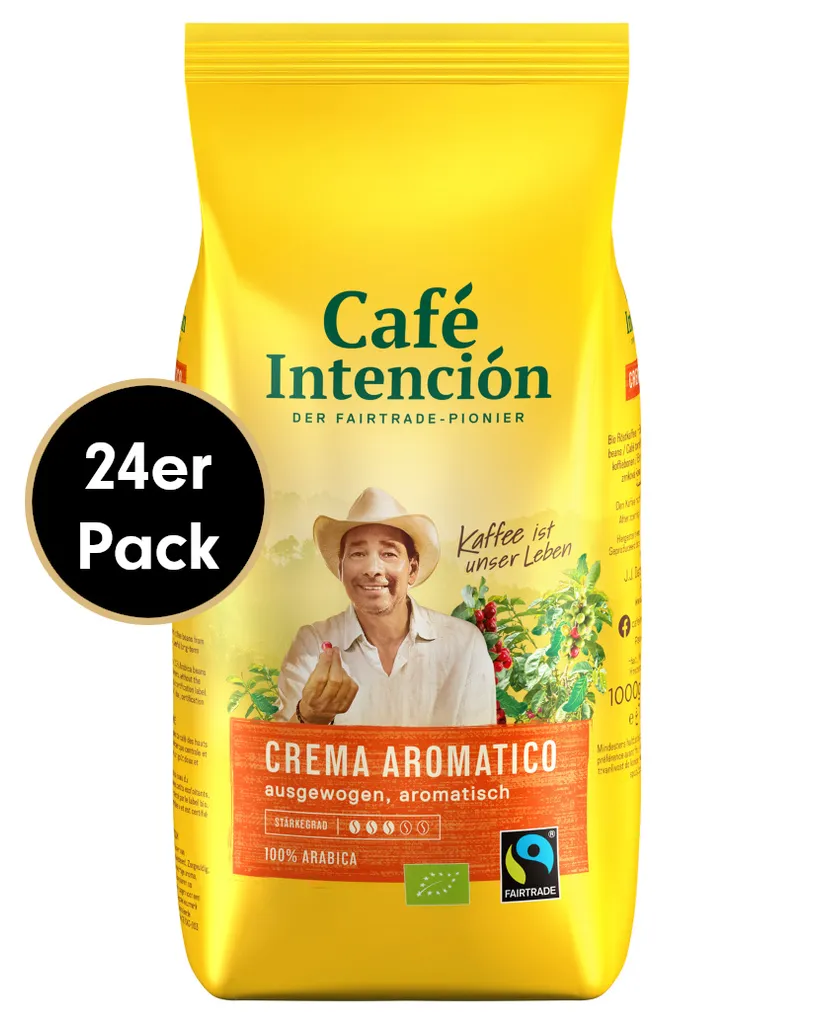 Kaffee-Mega-Sparpaket CREMA AROMATICO Von Café Intención, 24x1000g Bohnen 1 Kaffee-Mega-Sparpaket CREMA AROMATICO Von Café Intención, 24x1000g Bohnen