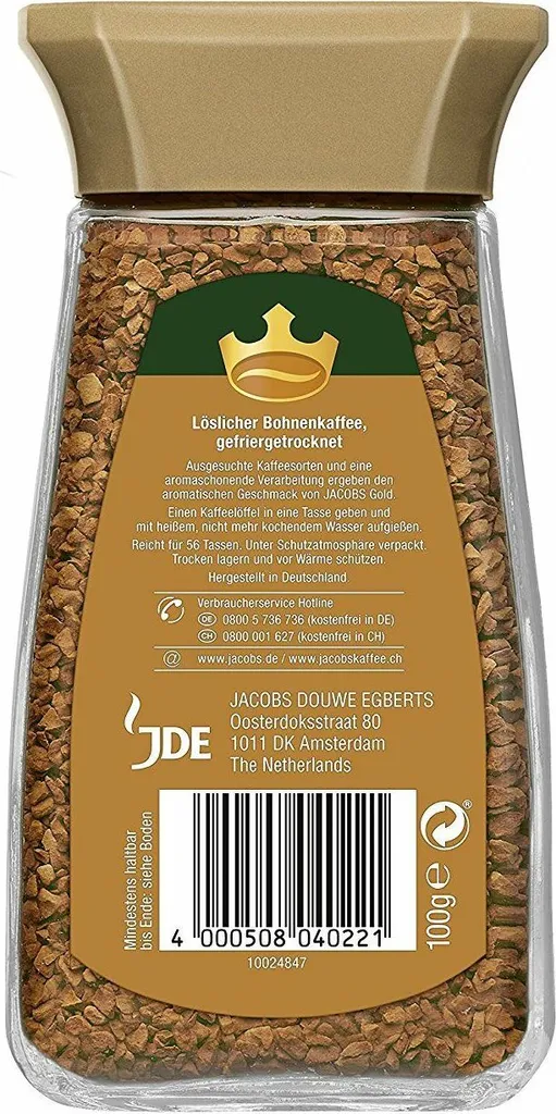 JACOBS Gold 6 X 100g Löslicher Kaffee 6 Gläser Instantkaffee Löskaffee 3 JACOBS Gold 6 X 100g Löslicher Kaffee 6 Gläser Instantkaffee Löskaffee – Bild 3