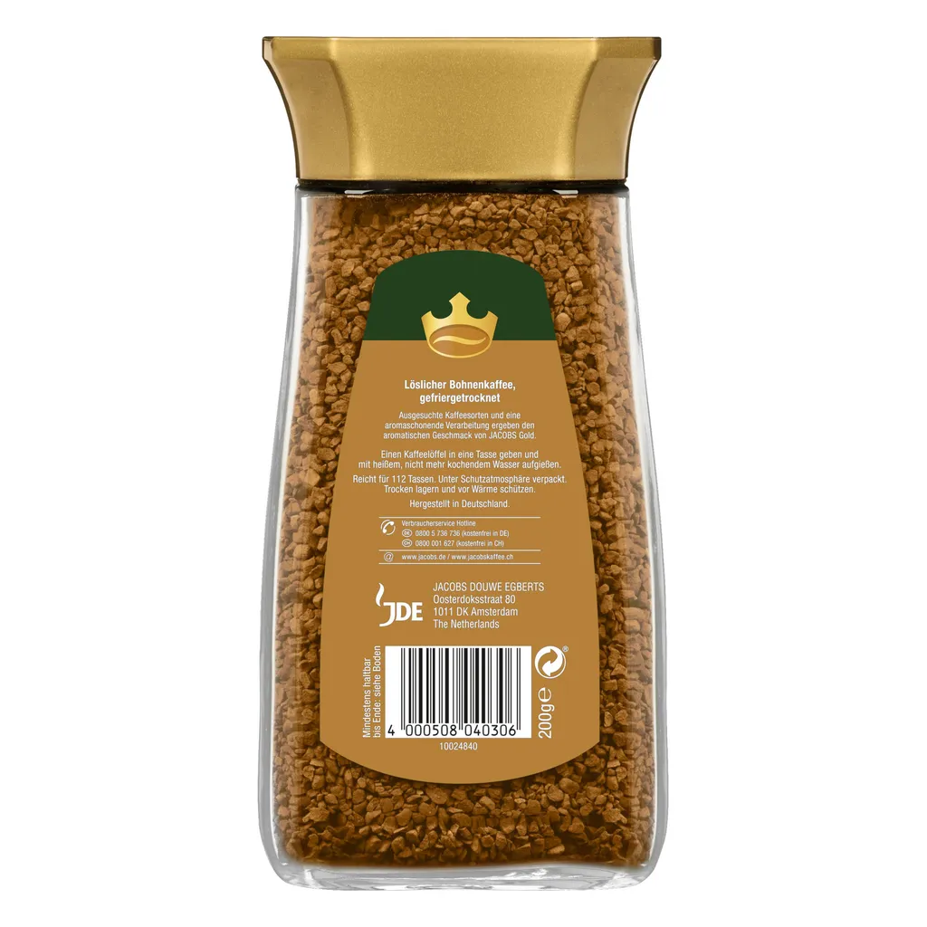 JACOBS Gold Löslicher Kaffee 6 Gläser - 6 X 200 G Instantkaffee 3 JACOBS Gold Löslicher Kaffee 6 Gläser - 6 X 200 G Instantkaffee – Bild 3