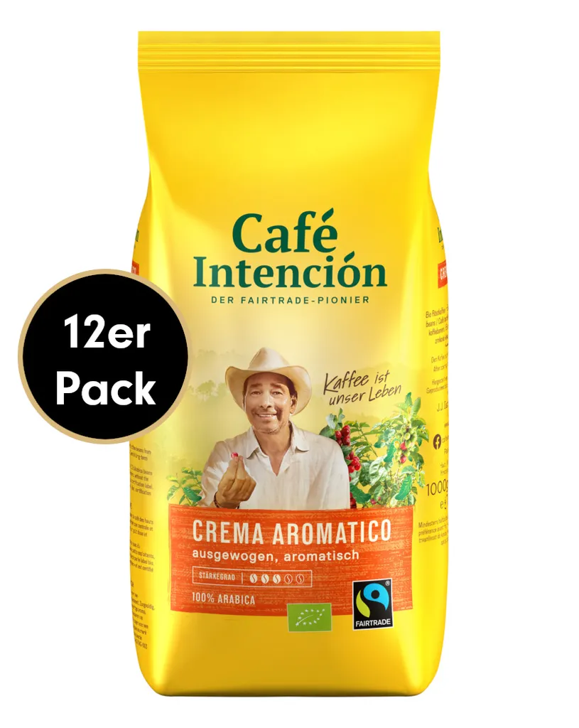Kaffee-Sparpaket CREMA AROMATICO Von Café Intención, 12x1000g Bohnen 1 Kaffee-Sparpaket CREMA AROMATICO Von Café Intención, 12x1000g Bohnen