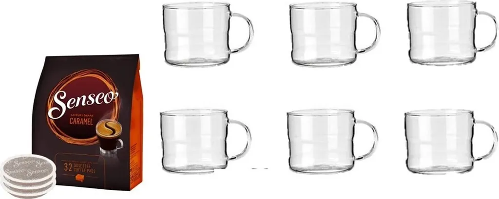 Kaffeepads Caramel, Karamellaroma, Kaffeepad Für Pad Maschinen, Aromatischer Kaffee, 32 Pads + 6 Gläser 200ml 1 Kaffeepads Caramel, Karamellaroma, Kaffeepad Für Pad Maschinen, Aromatischer Kaffee, 32 Pads + 6 Gläser 200ml