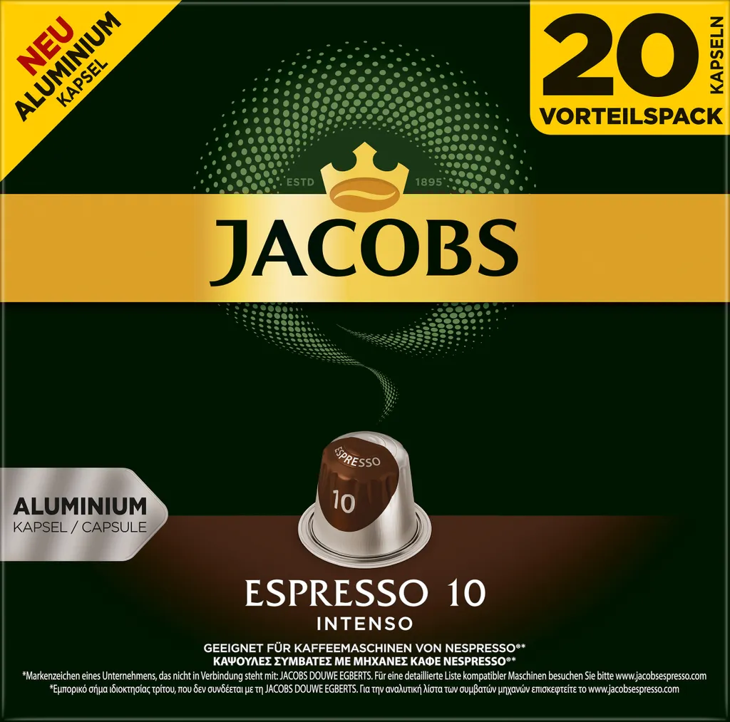 Jacobs Kapseln Espresso Intenso | 20 Nespresso® Komp. Kapseln 1 Jacobs Kapseln Espresso Intenso | 20 Nespresso® Komp. Kapseln