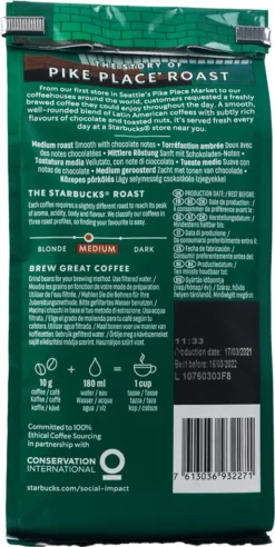 Nestlé® Starbucks Pike Place Roast, Medium, Ganze Bohne, 200 G -Ausgewählte Coffeeshops 5e3f7258f73fa7686a5ebb74696caee4