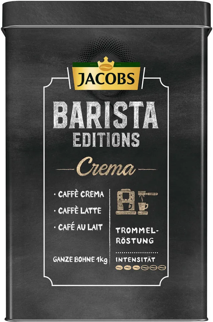 JACOBS Kaffeebohnen Barista Editions Crema Intense 2 X 1kg Ganze Bohnen + 1 Aluminiumdose Im Barista Design 2 JACOBS Kaffeebohnen Barista Editions Crema Intense 2 X 1kg Ganze Bohnen + 1 Aluminiumdose Im Barista Design – Bild 2