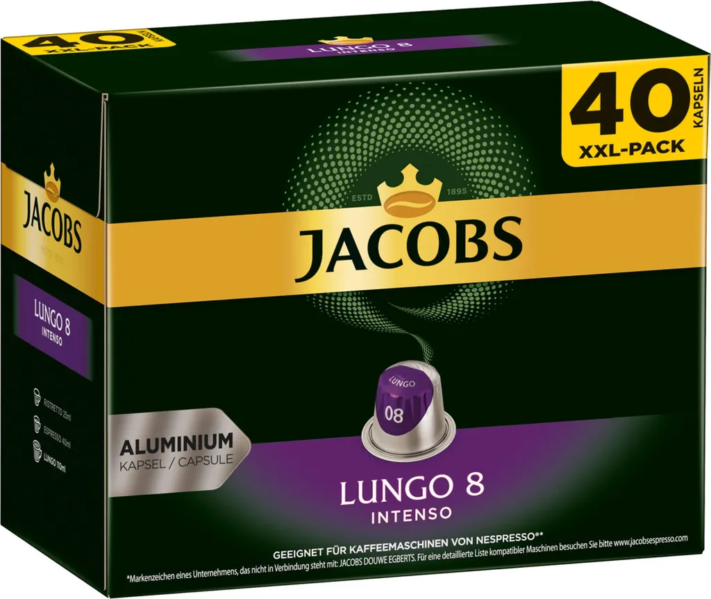 JACOBS Kapseln Lungo Intenso 5 X 40 Nespresso®* Kompatible Kaffeekapseln 10 JACOBS Kapseln Lungo Intenso 5 X 40 Nespresso®* Kompatible Kaffeekapseln – Bild 10
