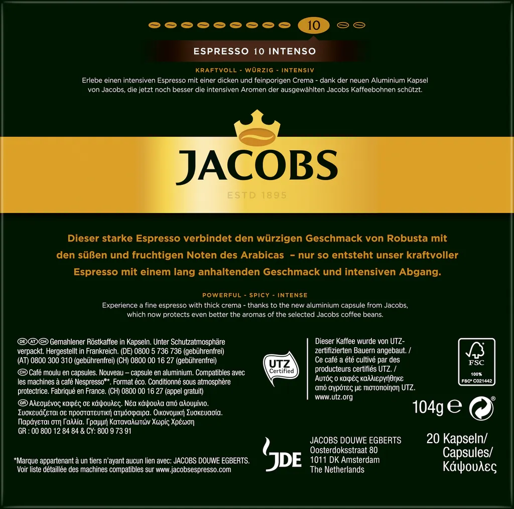 Jacobs Kapseln Espresso Intenso | 20 Nespresso® Komp. Kapseln 3 Jacobs Kapseln Espresso Intenso | 20 Nespresso® Komp. Kapseln – Bild 3