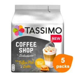 TASSIMO Coffee Shop Selections Toffee Nut Latte T Discs Kapseln 5 X 8 Getränke -Ausgewählte Coffeeshops 66d8c09b9ef058ac384b1ec2bbe9bdc6