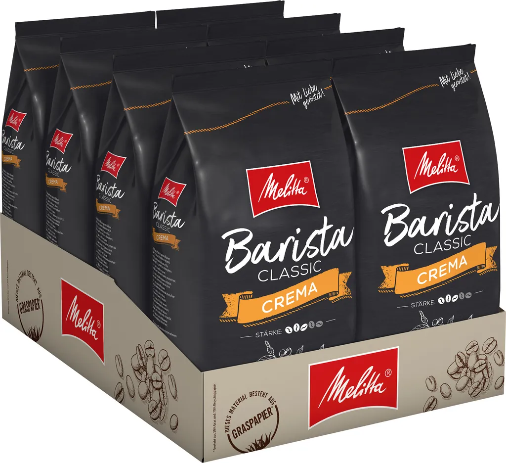MELITTA Ganze Kaffeebohnen Barista Crema 8 X 1 Kg Ausgewogen Harmonisch Stärke 3 1 MELITTA Ganze Kaffeebohnen Barista Crema 8 X 1 Kg Ausgewogen Harmonisch Stärke 3