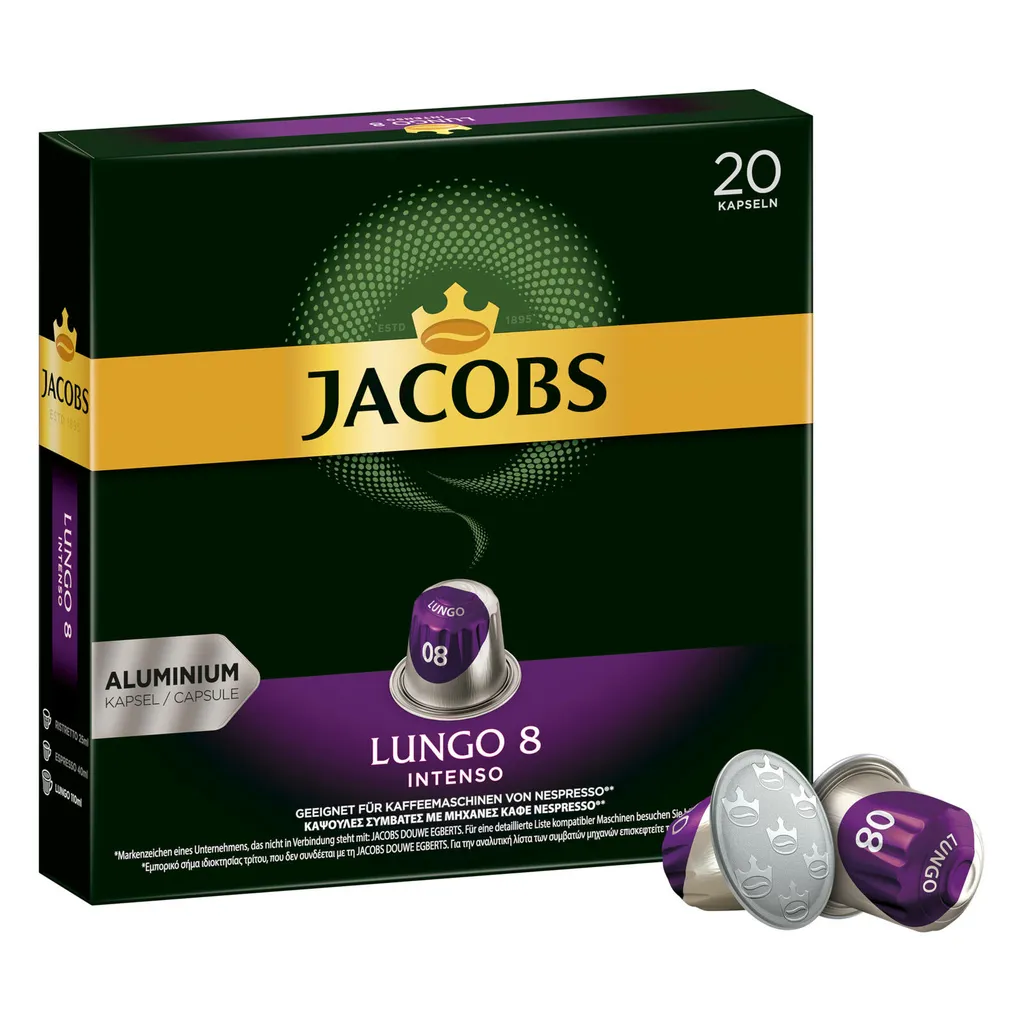Jacobs Lungo 8 Intenso, Kaffeekapseln, Nespresso Kompatibel, Kaffee, 200 Kapseln, á 5.2 G 1 Jacobs Lungo 8 Intenso, Kaffeekapseln, Nespresso Kompatibel, Kaffee, 200 Kapseln, á 5.2 G