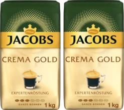 JACOBS Kaffeebohnen Expertenröstung Crema Gold 2 X 1 Kg Ganze Kaffee Bohnen + 1 Aluminium Dose Barista Design -Ausgewählte Coffeeshops 9006951e7ae89852cdc22cfd7face40e