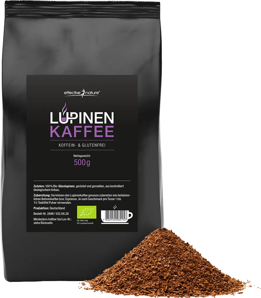 Effective Nature Lupinenkaffee - 500 G Pulver - Der Ideale Kaffeeersatz - Gluten- Und Koffeinfrei - Bio-Qualität 1 Effective Nature Lupinenkaffee - 500 G Pulver - Der Ideale Kaffeeersatz - Gluten- Und Koffeinfrei - Bio-Qualität