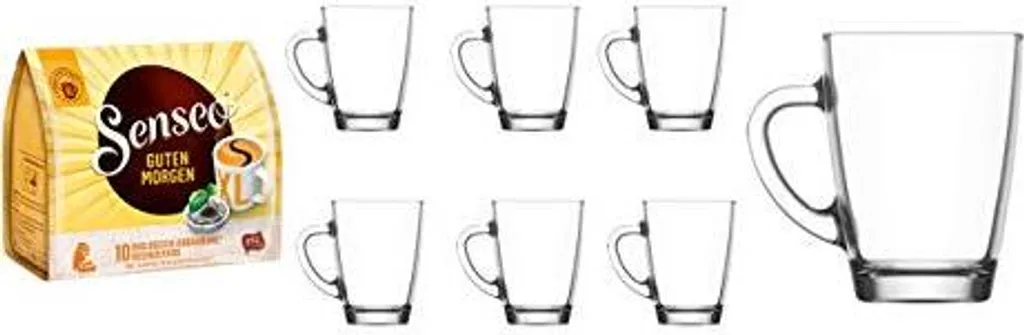 Senseo Kaffeepads Guten Morgen 10 Stk + 6 Gläser Mit Henkel 1 Senseo Kaffeepads Guten Morgen 10 Stk + 6 Gläser Mit Henkel