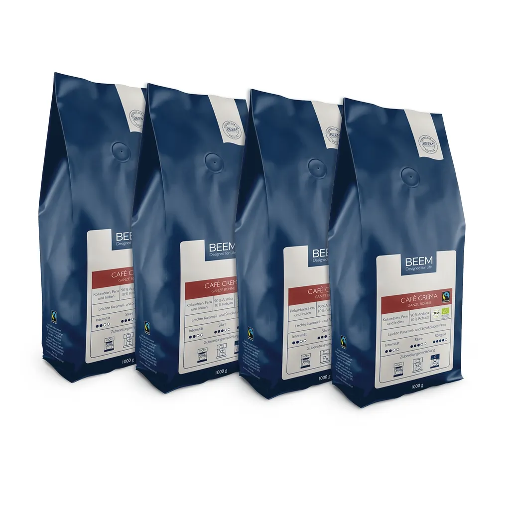 Kaffeebohnen Café CremaRöstung Bohnenkaffee Röstkaffee 4x1kg BEEM 1 Kaffeebohnen Café CremaRöstung Bohnenkaffee Röstkaffee 4x1kg BEEM