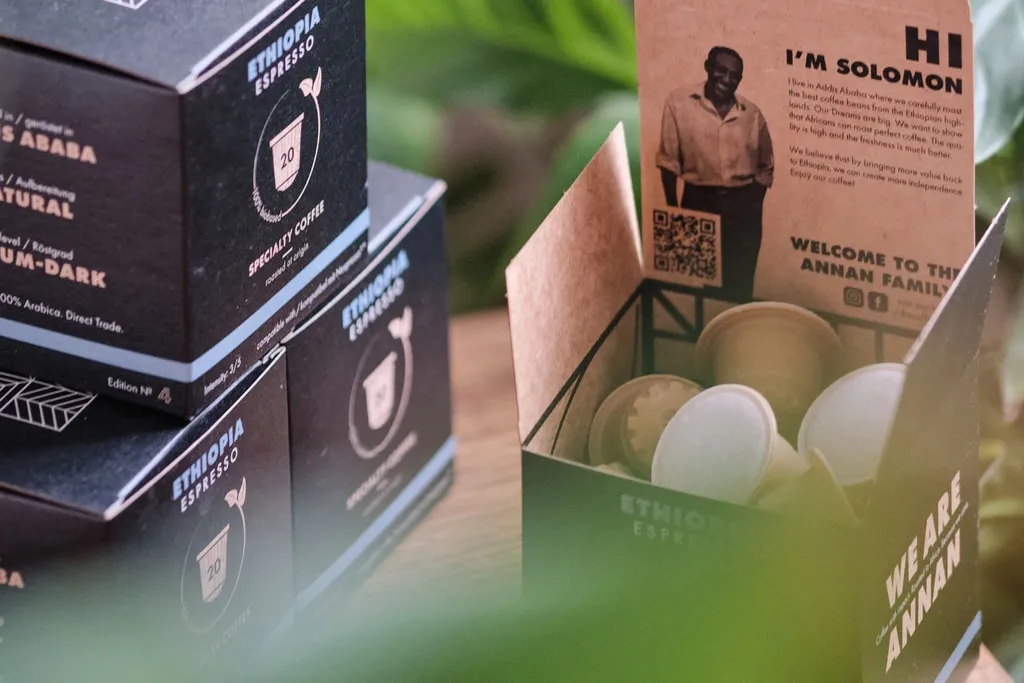 Coffee Annan Kaffeekapseln Ethiopia Espresso | 100% Biobasiert | Nespresso® Kompatibel | 20 Holzkapseln 3 Coffee Annan Kaffeekapseln Ethiopia Espresso | 100% Biobasiert | Nespresso® Kompatibel | 20 Holzkapseln – Bild 3