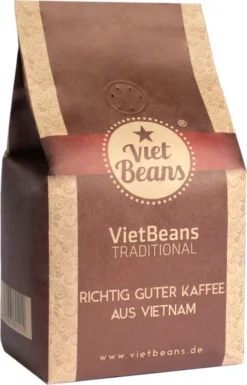 Vietnamesisches Kaffee-Starterset VietBeans Gemahlen - 2 X 250g Gemahlener Röstkaffee + Filter (Phin) + Gez. Kondensmilch