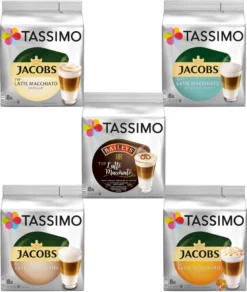 TASSIMO Kapseln Latte Macchiato Vielfaltspaket Discs 40 Getränke 5 Sorten Kaffee