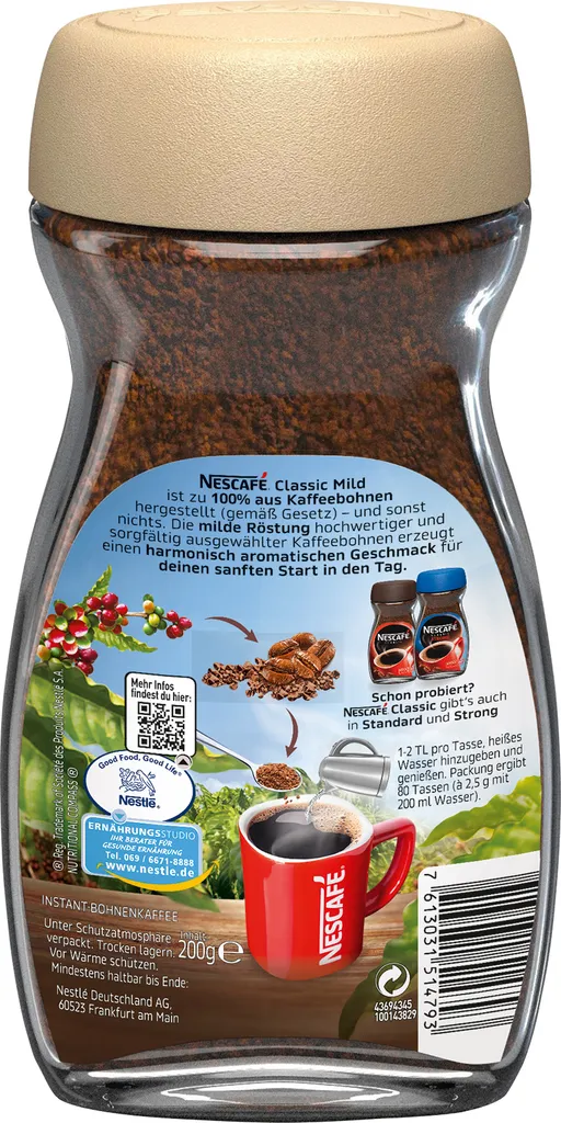 Nestlé® Nescafé Classic Mild | Löslicher Kaffee | 200g-Glas 5 Nestlé® Nescafé Classic Mild | Löslicher Kaffee | 200g-Glas – Bild 5
