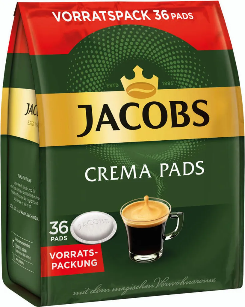 JACOBS Kaffeepads Crema Classic UTZ- 5 X 36 Getränke Pads Vorteilspack 8 JACOBS Kaffeepads Crema Classic UTZ- 5 X 36 Getränke Pads Vorteilspack – Bild 8
