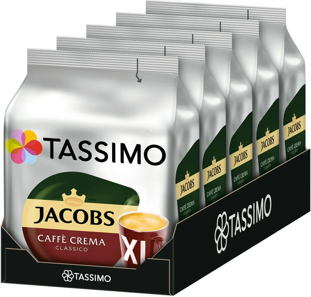Tassimo Jacobs Caffè Crema Classico XL | 5 Packungen á 16 T Discs 1 Tassimo Jacobs Caffè Crema Classico XL | 5 Packungen á 16 T Discs
