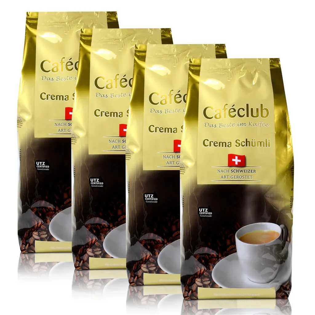 4x Cafeclub Supercreme Schweizer Schümli Kaffeebohnen 1 Kg Für Kaffeevollautomat 1 4x Cafeclub Supercreme Schweizer Schümli Kaffeebohnen 1 Kg Für Kaffeevollautomat