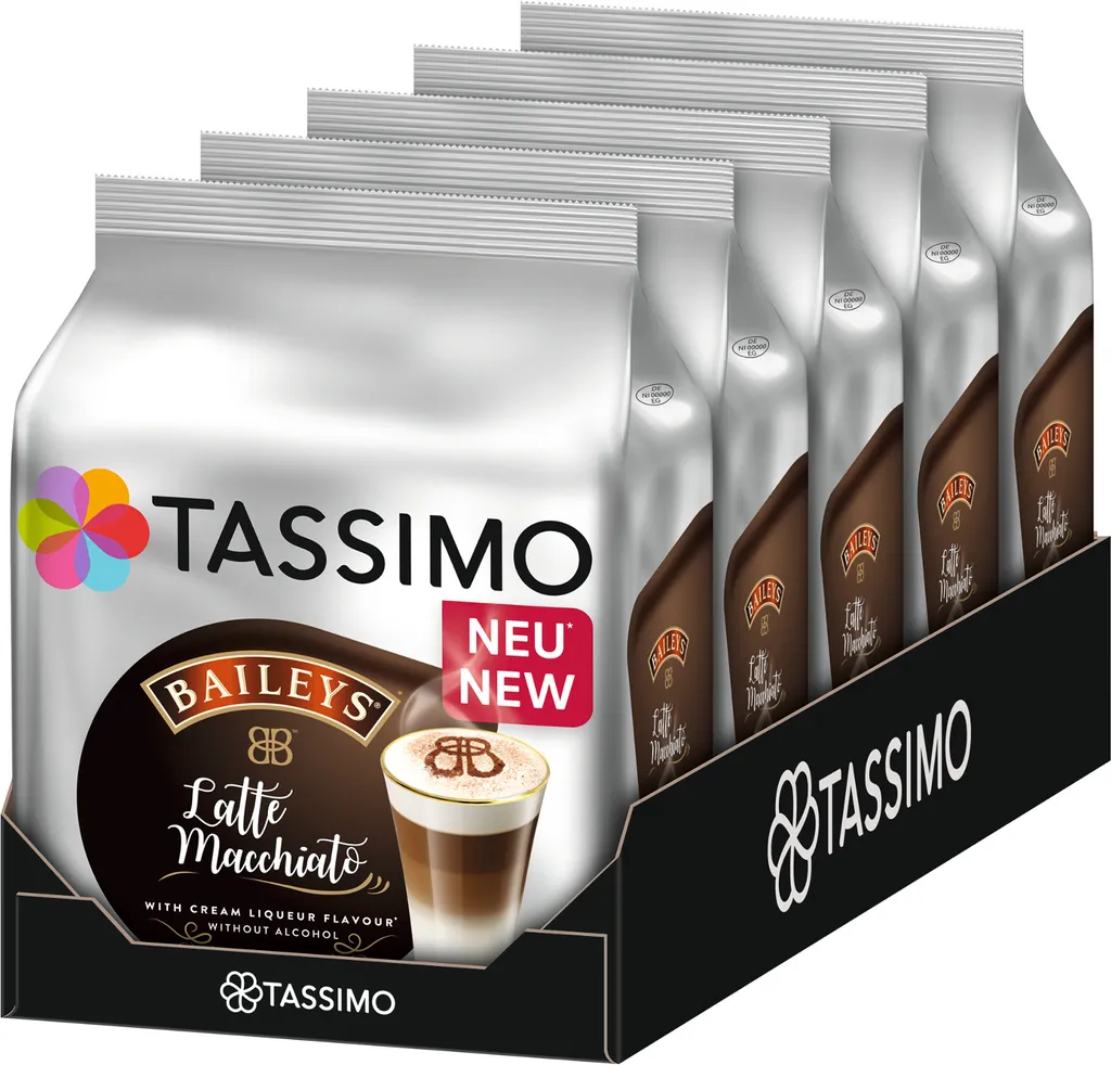 TASSIMO Latte Macchiato Baileys 5er Pack T Discs Kaffee Kapseln 5 X 8 Getränke 1 TASSIMO Latte Macchiato Baileys 5er Pack T Discs Kaffee Kapseln 5 X 8 Getränke