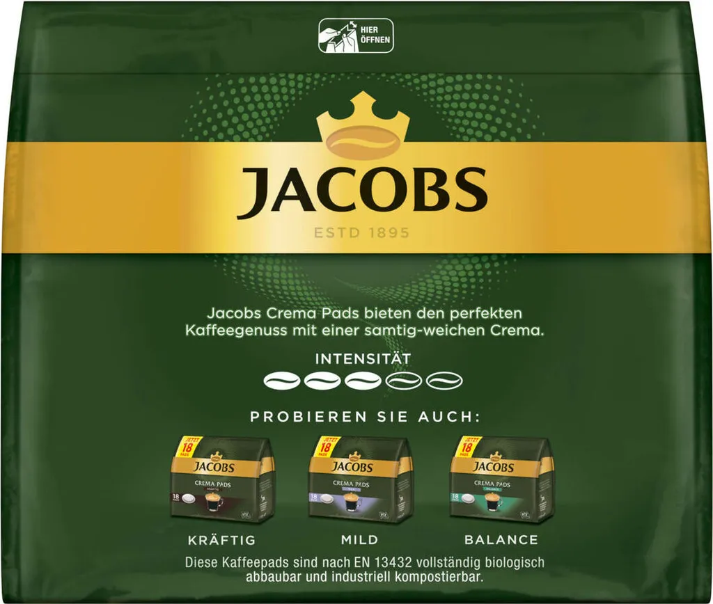 JACOBS Pads Crema Classic 270 Getränke - 15x18 Kaffeepads Senseo Kompatibel 5 JACOBS Pads Crema Classic 270 Getränke - 15x18 Kaffeepads Senseo Kompatibel – Bild 5
