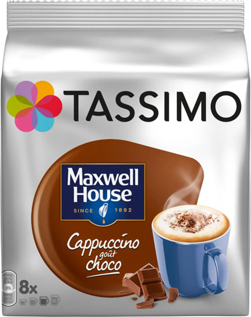 Tassimo® Maxwell House Cappuccino Goût Choco, 8 MAXI-Kapseln, =8 Getränke 1 Tassimo® Maxwell House Cappuccino Goût Choco, 8 MAXI-Kapseln, =8 Getränke