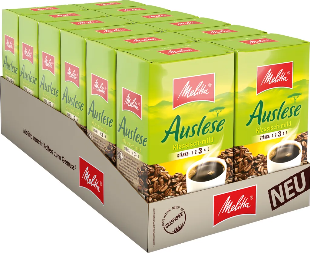 MELITTA Filterkaffee Auslese Klassisch-mild Gemahlener Röstkaffee 12x500g 1 MELITTA Filterkaffee Auslese Klassisch-mild Gemahlener Röstkaffee 12x500g