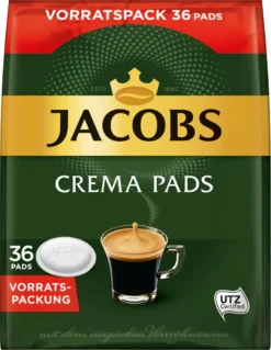 JACOBS Pads Crema Classic UTZ- 5 X 36 Getränke Vorteilspack + 1 Senseo Dose -Ausgewählte Coffeeshops f1853182ce9758c9b4b0119d893964c3